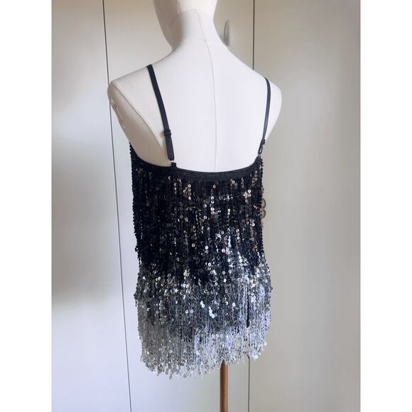 Vintage Womens Showgirl SequinTop  Size Small/4 Silver/Black Bodysuit - Picture 3 of 6